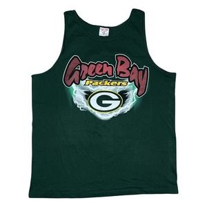 Vintage 90s Thunder Green Bay Packers NFL graphic Tank Top Single Stitched XL